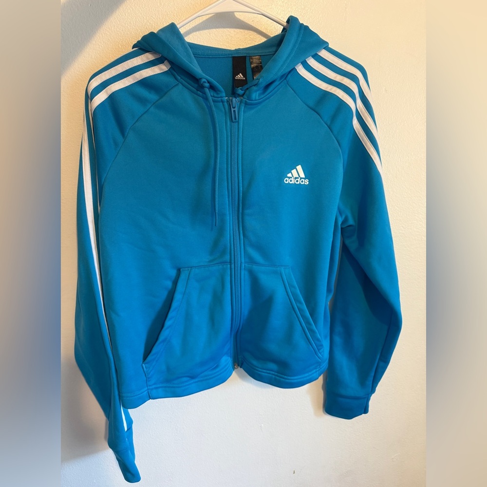 Adidas Kids Turquoise Zip-Up Hoodie